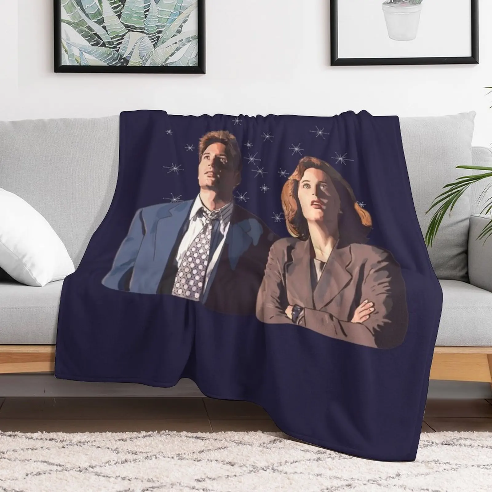 the X files deep throat Fox Mulder and Dana Scully Throw Blanket