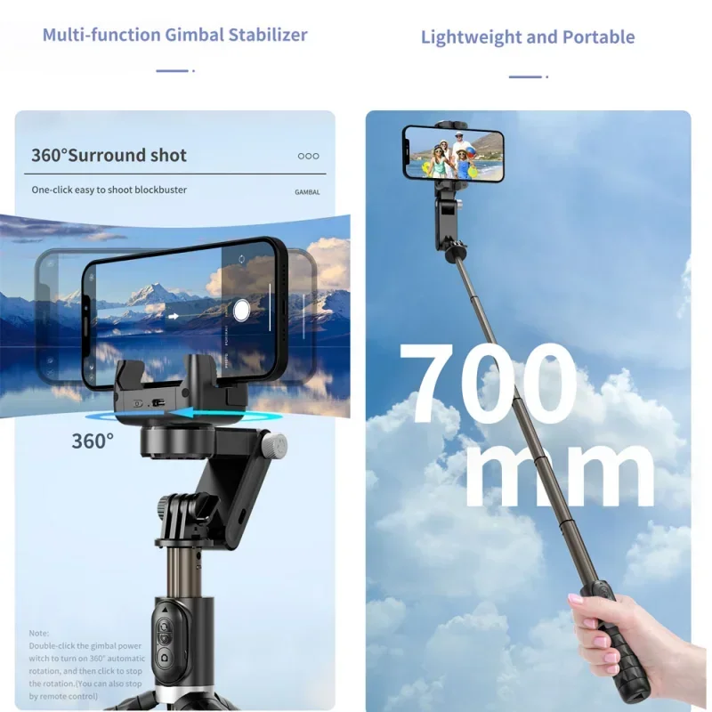 Handheld for Gimbal Phone Bluetooth Handheld Stabilizer with Tripod Selfie Stick Folding Gimbal for Xiaomi iPhone Smartphone New