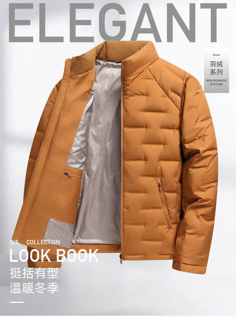 Weiße Daunenjacken 2026 Herbst Winter Herren Warme Kurze Leichte Steppjacke Winddichte Lässige Gefütterte Oberbekleidung – Detail 1