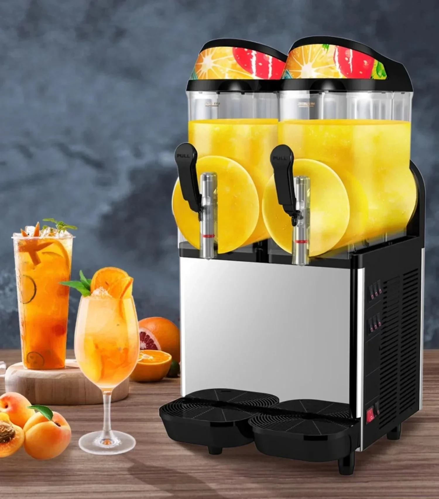 

Commercial Double Cylinder Snow Mud Cold Drink Machine Snow Mud Machine Smoothie Juice Drinking Machine