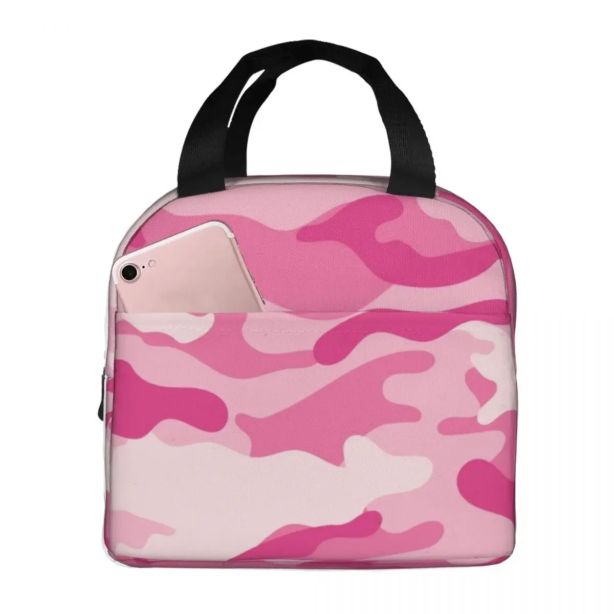 Pink Camouflage Military Insulated Lunch Bags Leakproof Reusable Thermal Bag Tote Lunch Box Beach Travel Food Bag