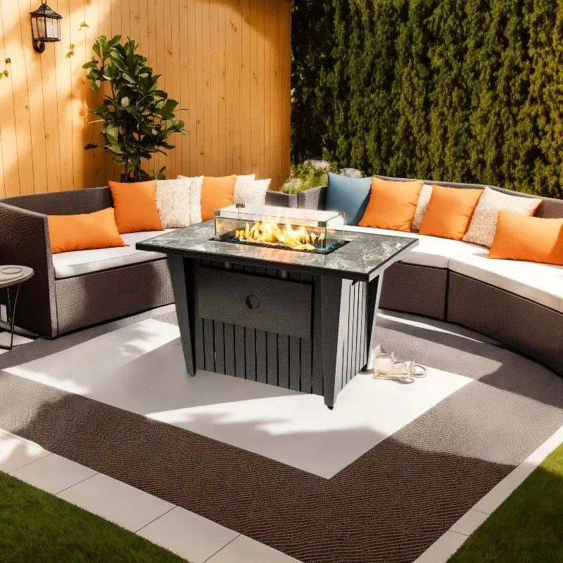 Outdoor Metal Fire Pit Column Patio Gas Fire Pit US Free Shipping