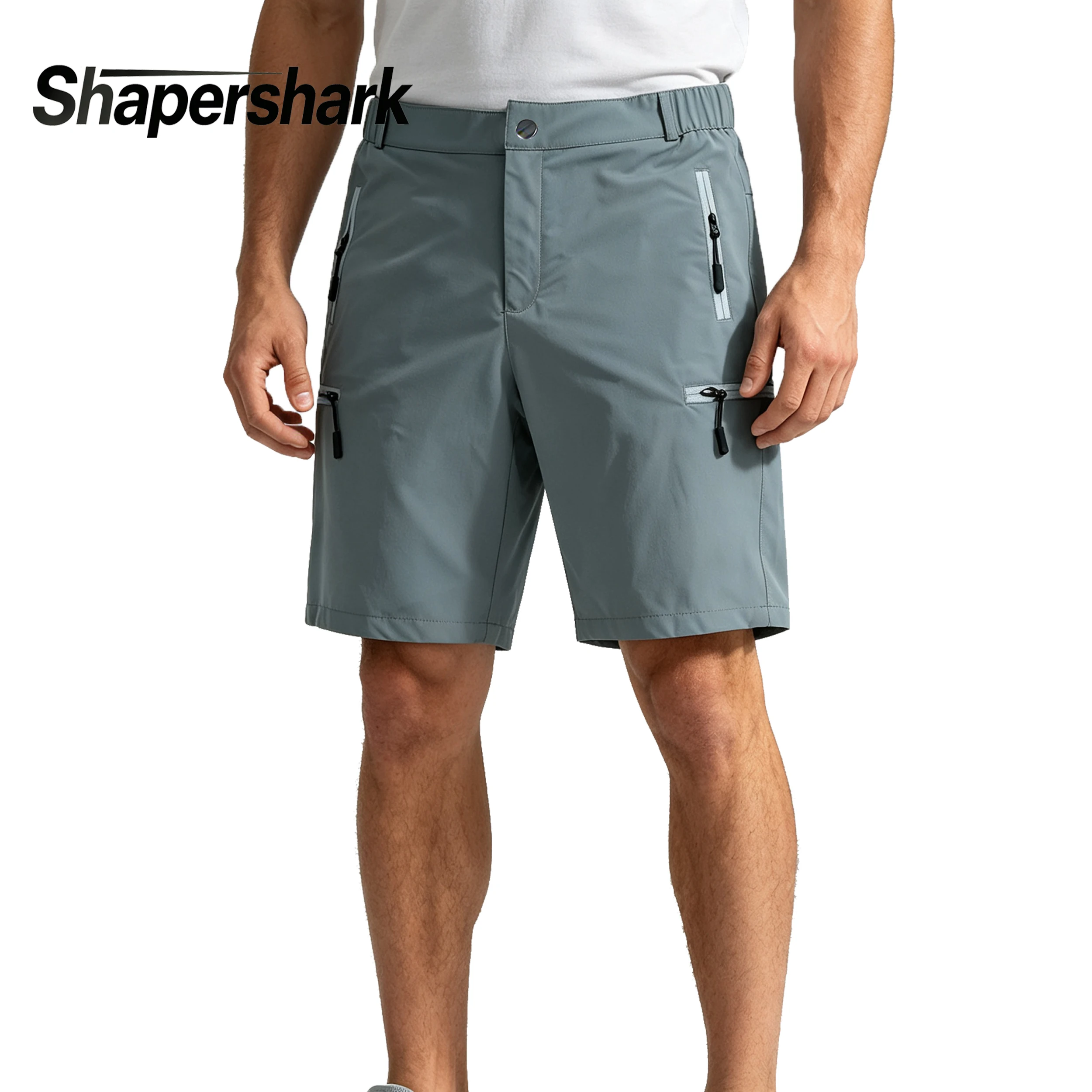 Men's Quick-Dry Shorts, Multiple Zippered Pockets, Stretch Waistband, Work Pants, Outdoor Hiking and Fishing Capri Pants