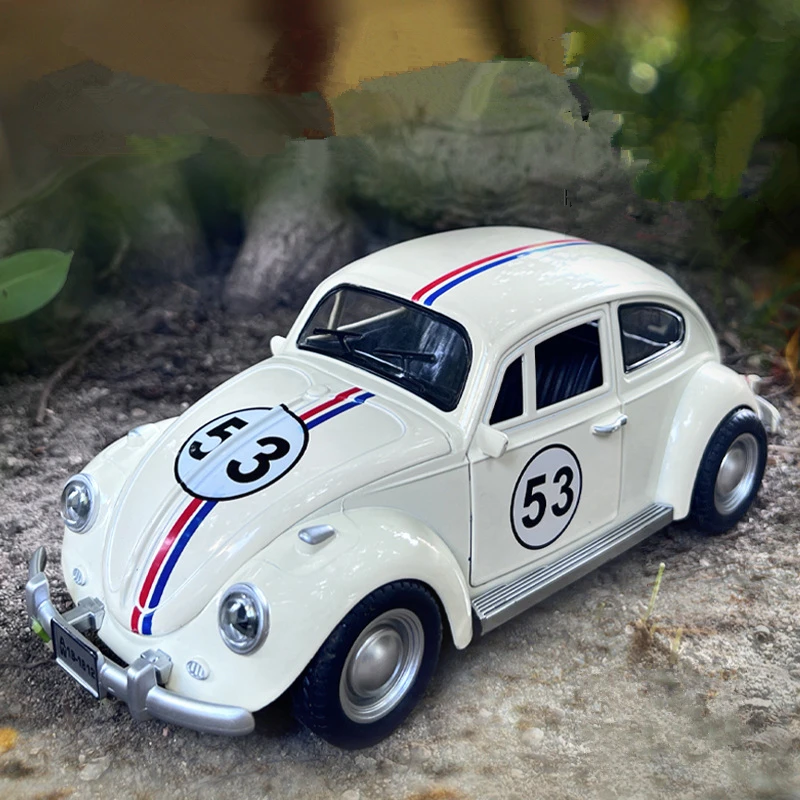 

Масштабная модель автомобиля Volkswagen Beetle 1:18 из сплава, высокодетализированная, со звуком и светом, коллекционная, детская игрушка, подарок