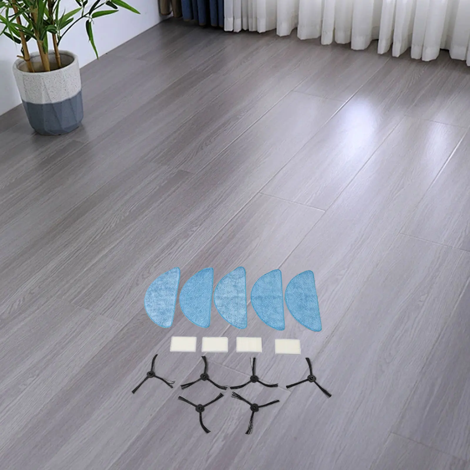 For ILIFE A12 for Pro Mop Pads and Filter Set 4 Filters 5 Mop Pads 6 Side Brushes for Efficient Vacuum Performance