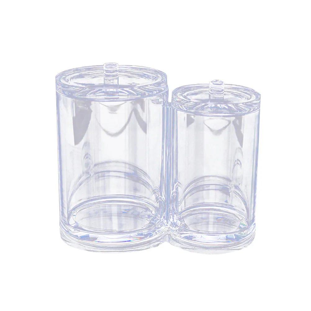 

Cotton Swab Container Dual Compartment Acrylic Organizer For Cotton Pads Balls Storage Transparent Round Holder Case Home