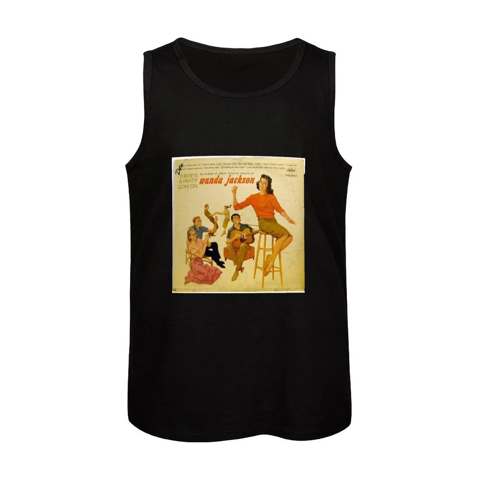 Wanda Jackson, Rockabilly lp, 1950's, Gene Vincent Tank Top t shirts Fitness men clothing bodybuilding t shirt image 4