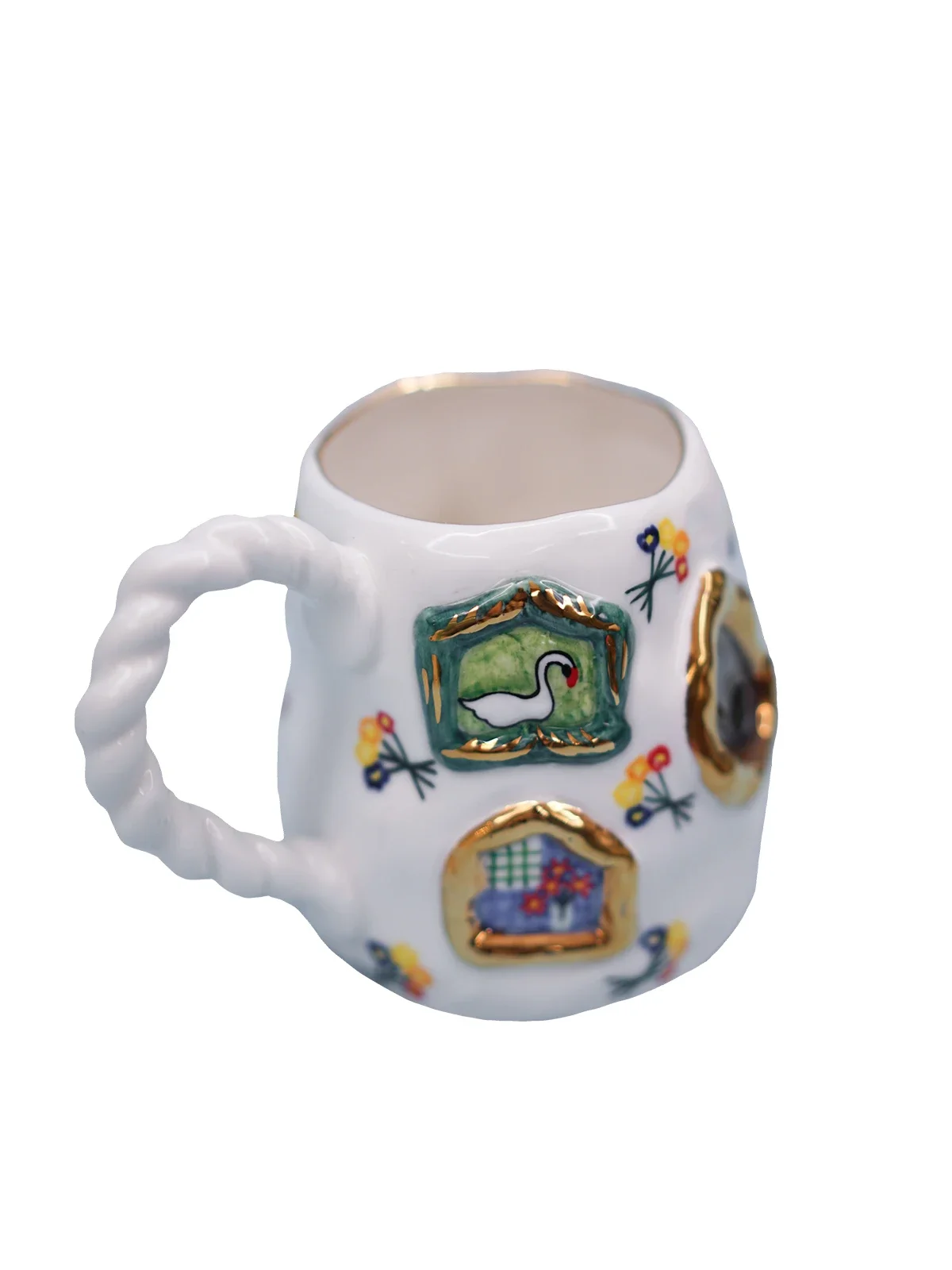 

dramadeco/water cup with hanging painting, ceramic mug, design, coffee mug, water cup, creative personality gift