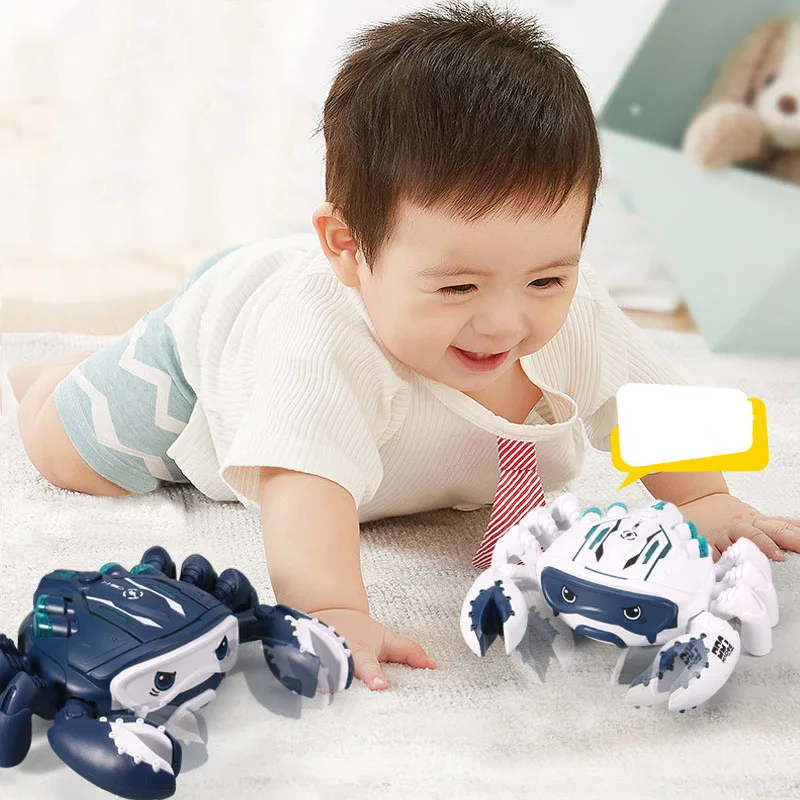 1pcs Electric Spray Crawling Crab Toy Simulation Animal Multi-Function Toy Model Automatically Avoid Obstacles Children Boy Gift