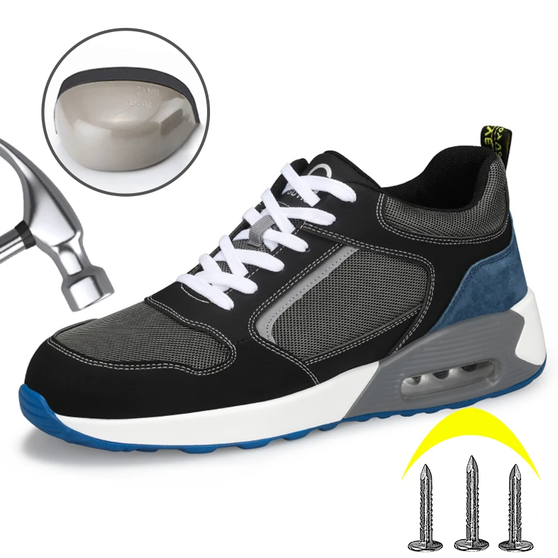 

Air Cushion Protective Work Shoes Anti-smash Steel Toe Safety Shoes Lightweight Breathable Men Sneakers Work Boots Casual Shoes