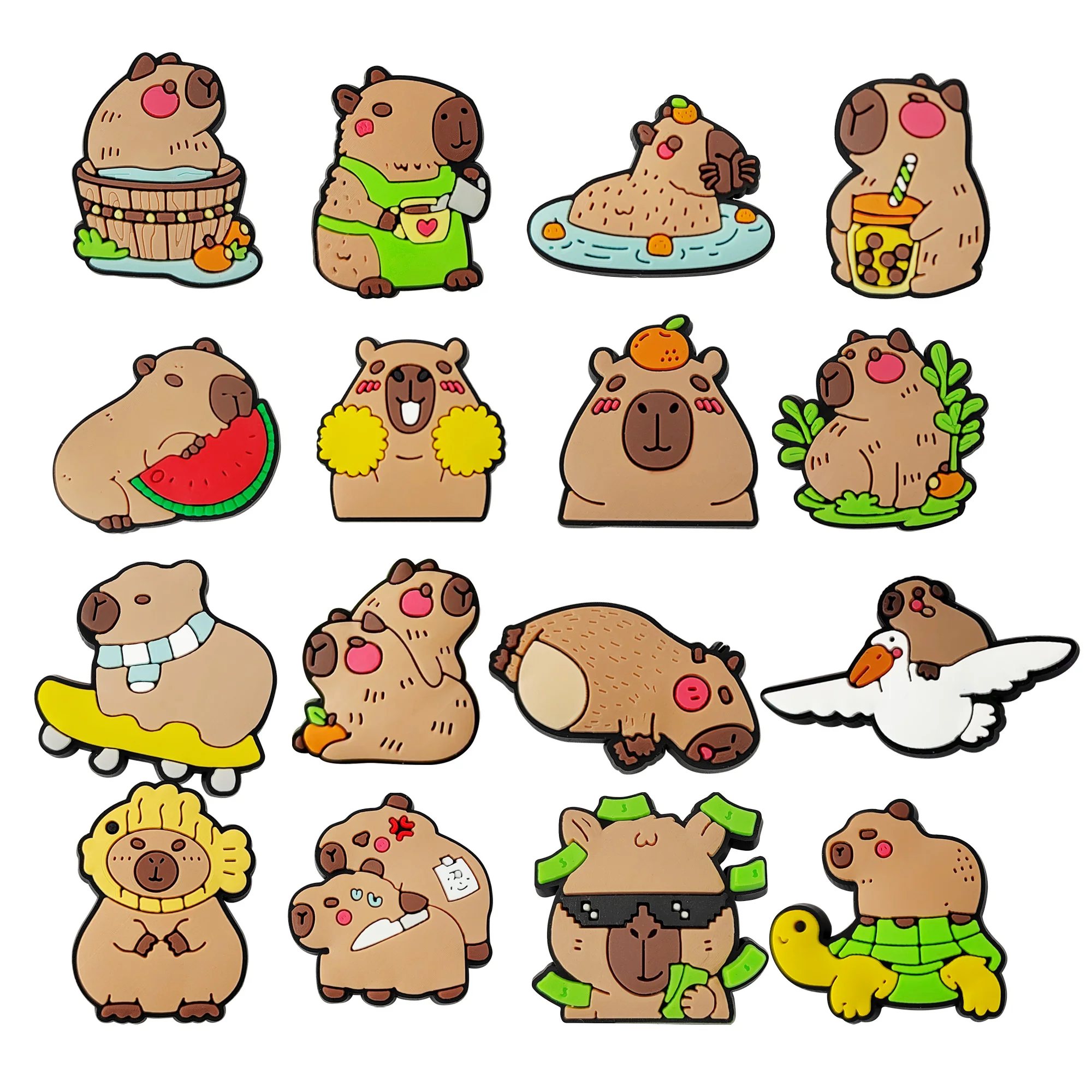 4-50PCS Hot Toys Adorable Capybara Shoe Charms Decorations Multiple choice PVC Decoration Detachable Waterproof For Party Gifts