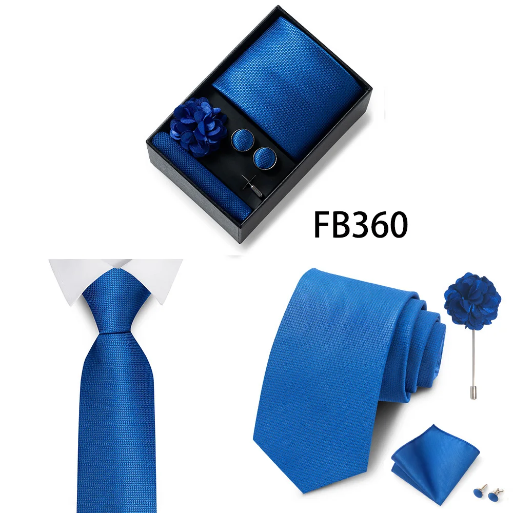 Erstklassige Weihnachtsgeschenkbox mit grauem Aufdruck, Krawatten, Einstecktuch, Manschettenknöpfe, Brosche, Set für Herren, Anzug, Accessoires, passend für die Gruppe – Detail 6
