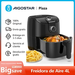 Freidora de Aire 4L, Freidora Sin Aceite 1500W, con Circulación de Aire Rápido, Temporizador de 30 Minutos, Temperatura Ajustable 80-200℃, Menos Aceite y Sin Humo, Libre de BPA