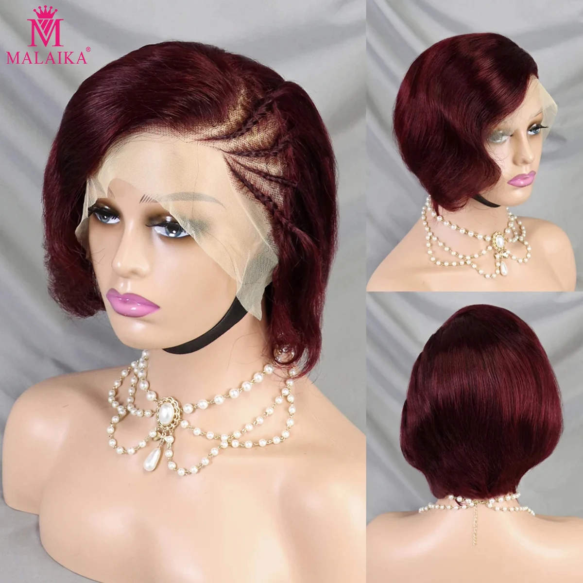 

99J 350 Pixie Cut Short Straight Human Hair Lace Frontal Wigs Braid 13X4 Lace Glueless Wigs Remy Hair For Women Ready to Wear