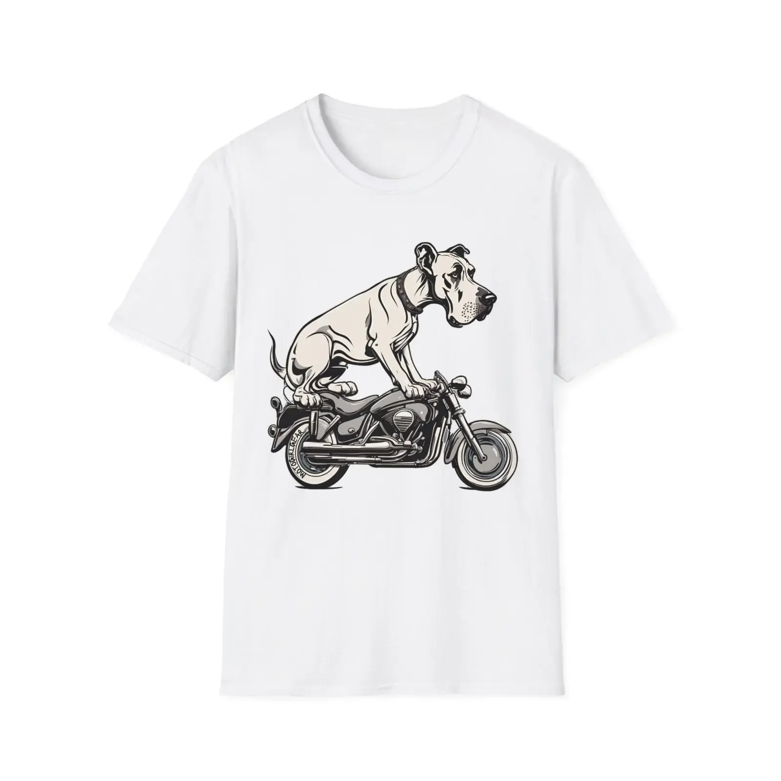 Motorrad-Hunde-T-Shirt, Biker-Vintage-Stil, gewaschen, dehnbar, weich, Grafik-Top für den Alltag, vielseitige Streetwear, leicht lässig