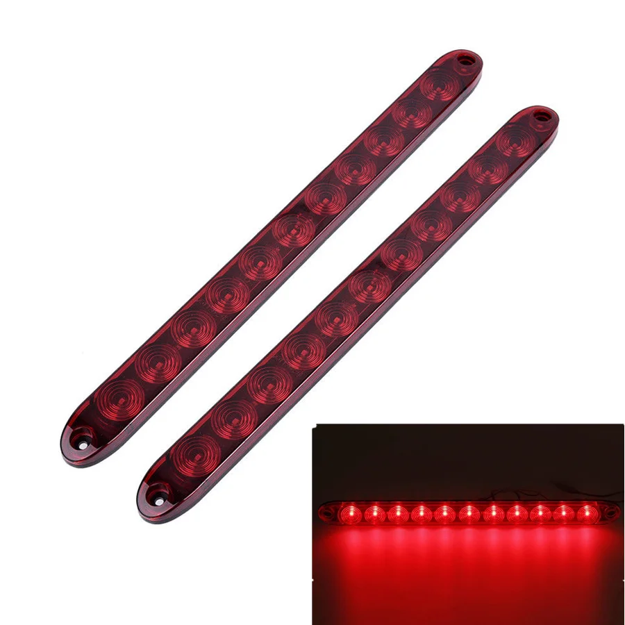 Red Truck Trailer Light Bar 11 LED Stop Turn Tail Brake Lights Strip Assembly Brake Strip Light for Marine Boats Car Moto