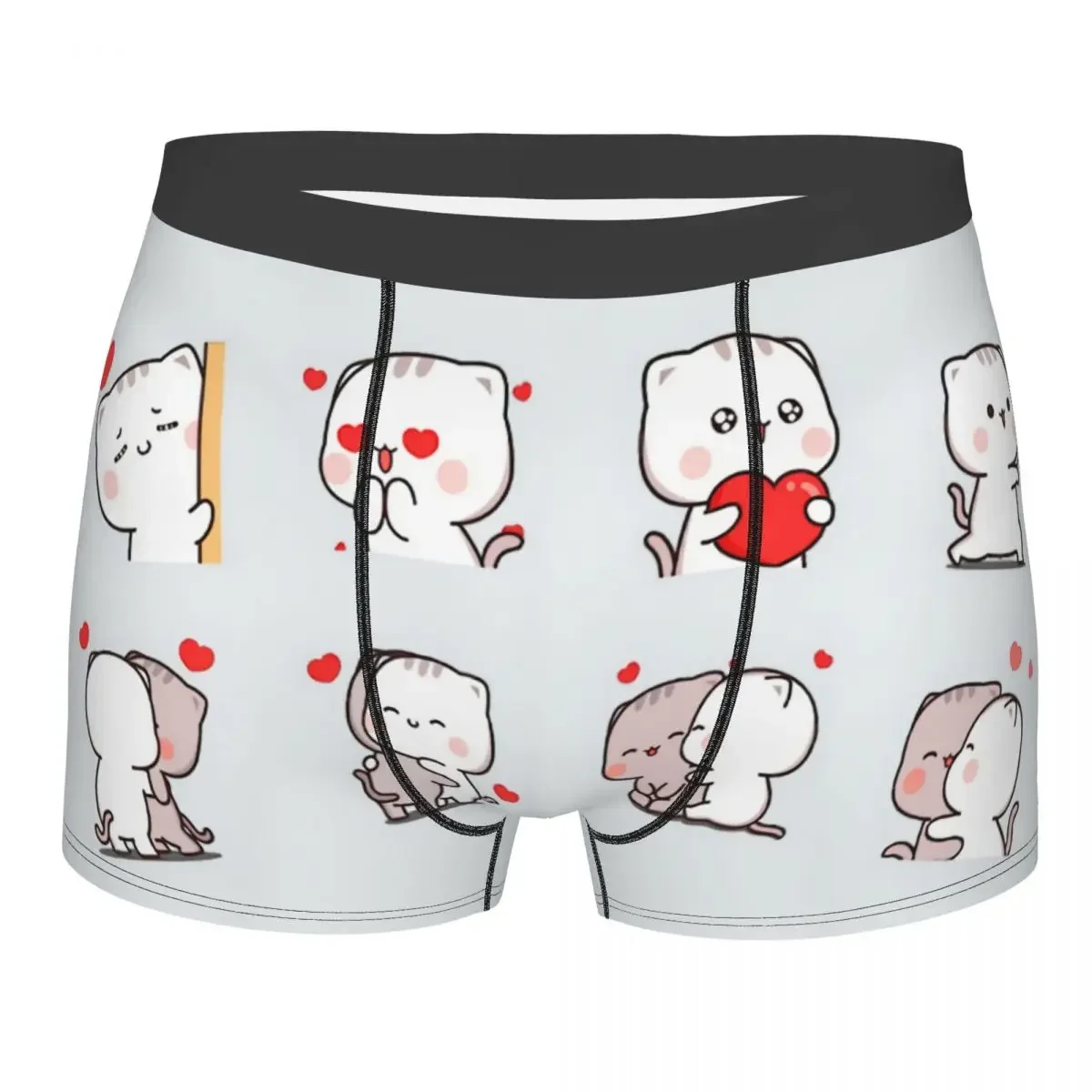 Custom Funny Sweet Like Honey Cute Mochi Peach And Goma Cat Boxers Shorts Panties Men's Underpants Stretch Briefs Underwear