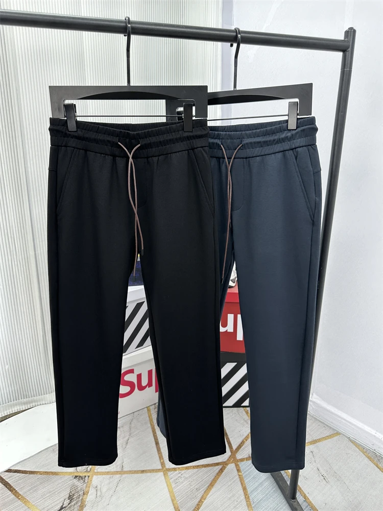 

Мужские модные повседневные спортивные брюки из дышащего хлопка с обработкой жидким аммиаком, для весны и осени, удобные, свободного кроя, прямые штанины