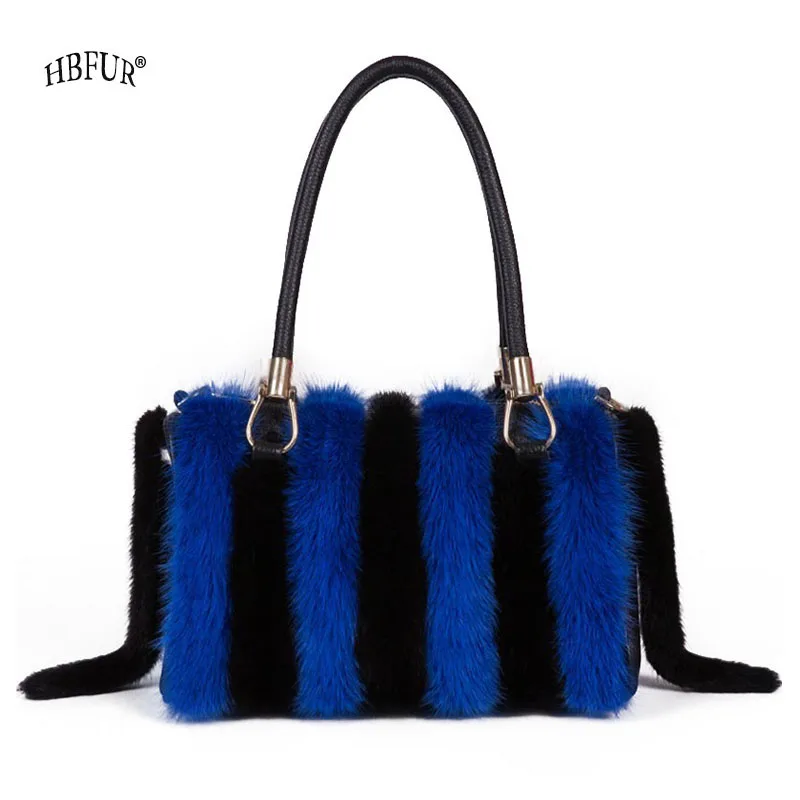 Bags For Women Real Fur Luxury Shoulder Bag High Quality Natural Mink Fur Handbag Large Capacity New Cross Body Leather Bag