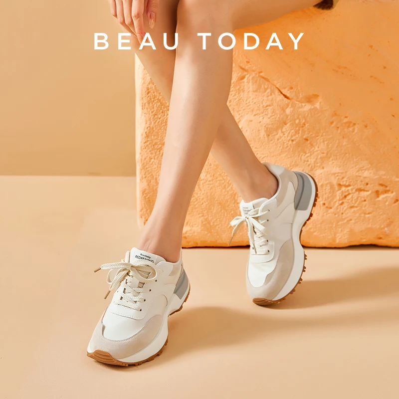 

BEAUTODAY модные кроссовки женские замшевые лоскутные кроссовки на шнуровке с круглым носком повседневная женская обувь ручной работы 29704