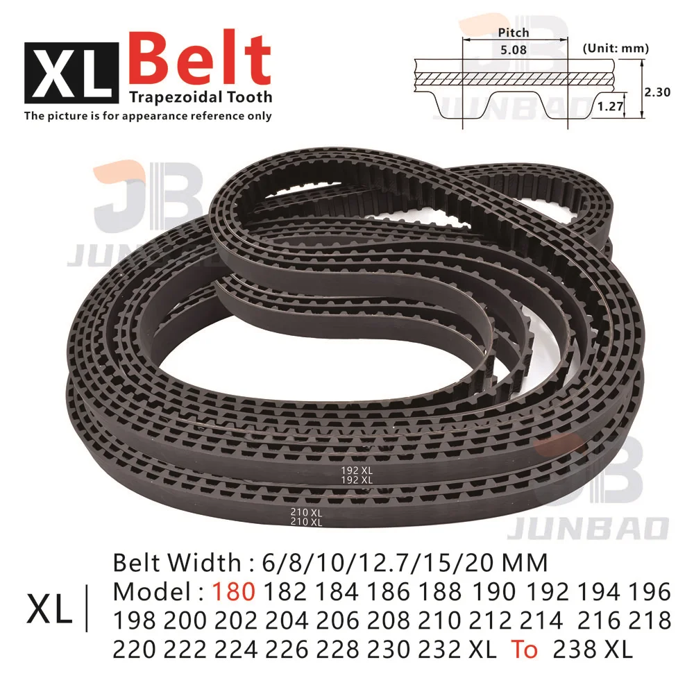 XL High Torque Rubber Timing Belt pitch 5.08 Width 6 8 10 12.7 15 20MM 180XL 182XL 184XL 186XL 188XL 190XL 192XL 194XL To 238XL