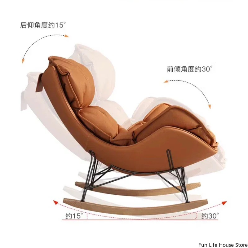 Comfortable Lazy Rocking Chair, Reclining Single Sofa Chair, Adult Living Room Balcony Leisure with Footstool Recliner Furniture