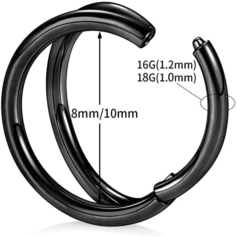 1pc Titanium Double Hoop Nose Ring for Women & Men