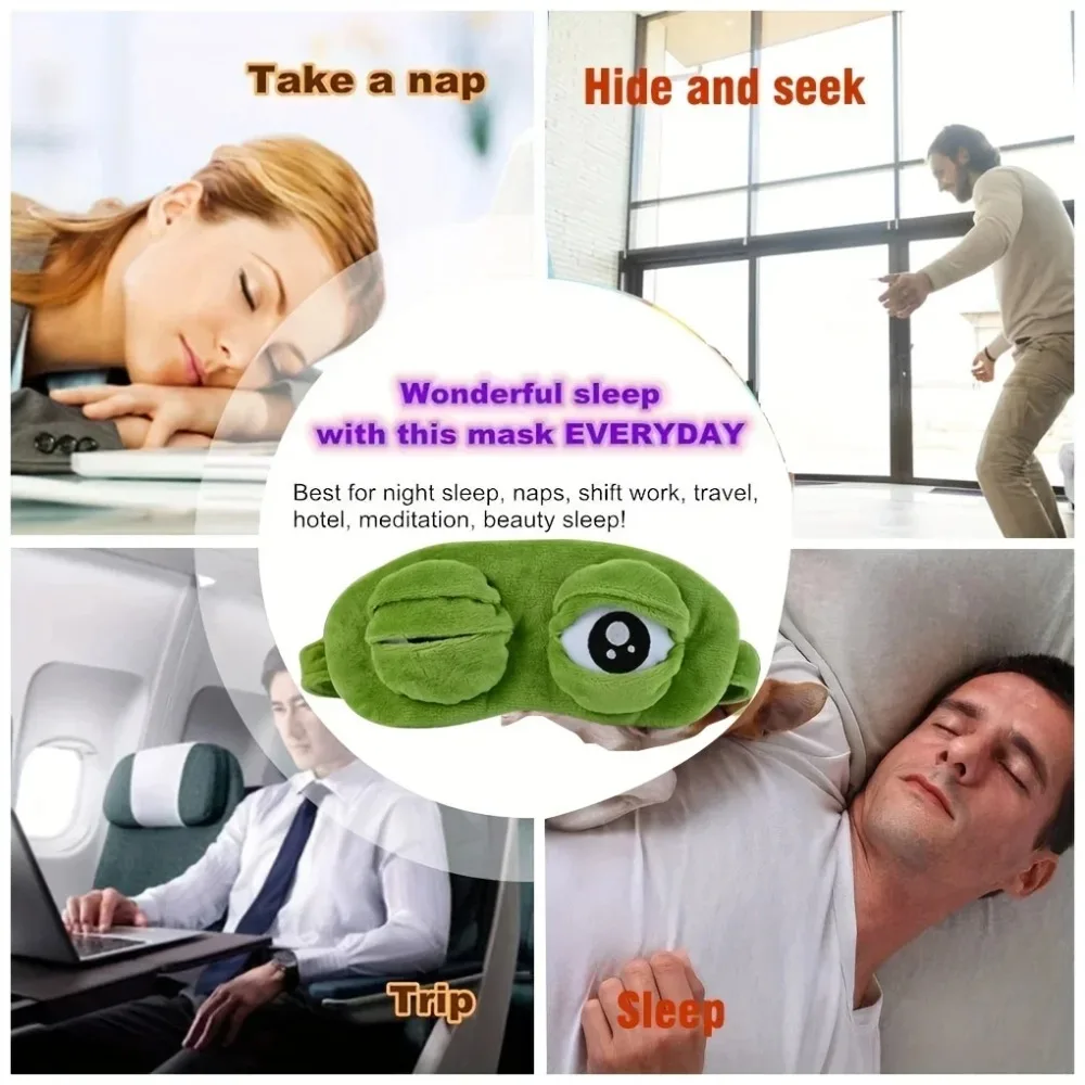 

3D Frog Sleep Mask Natural Sleeping Eyeshade Women Men Creative Cartoon Soft Portable Blindfold Travel Office Eyepatch