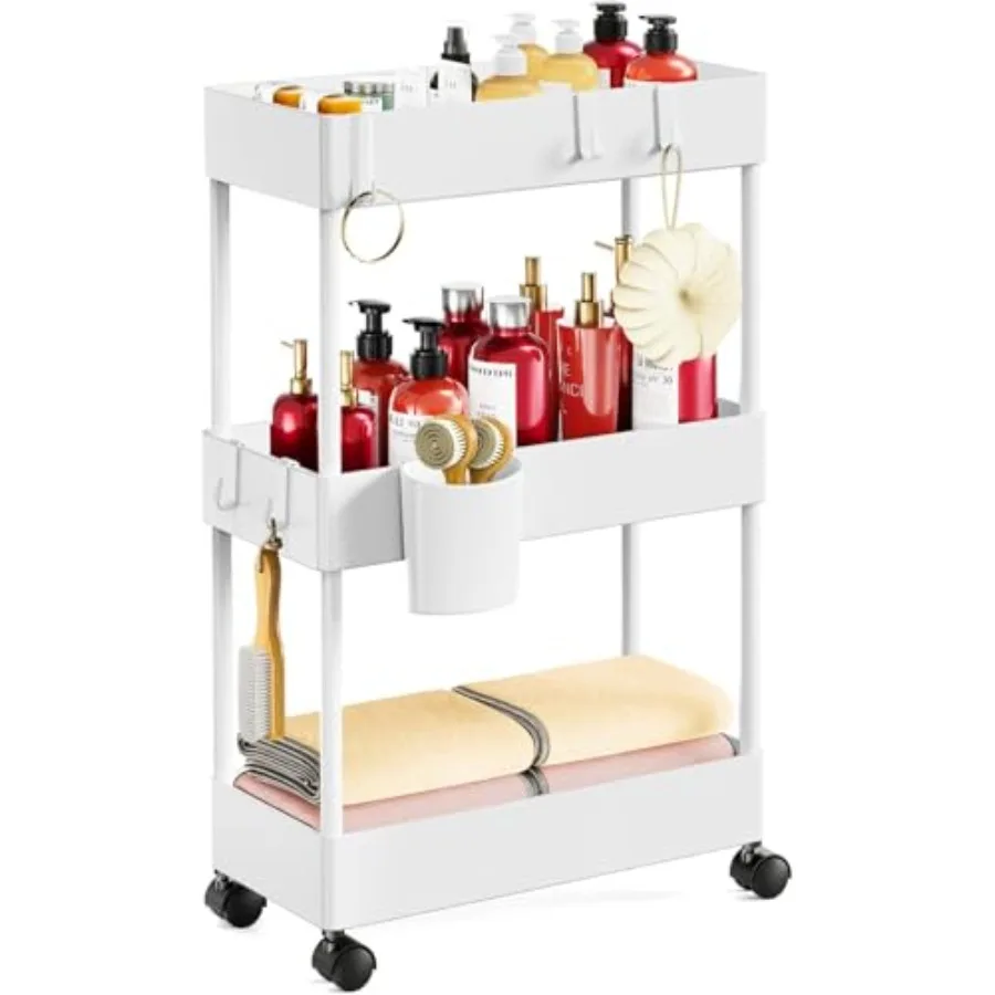 

Slim Storage Cart with Wheels, Bathroom Cart Organizer Storage Small, Rolling Carts for Bathroom, Laundry Room, Kitchen, Narrow