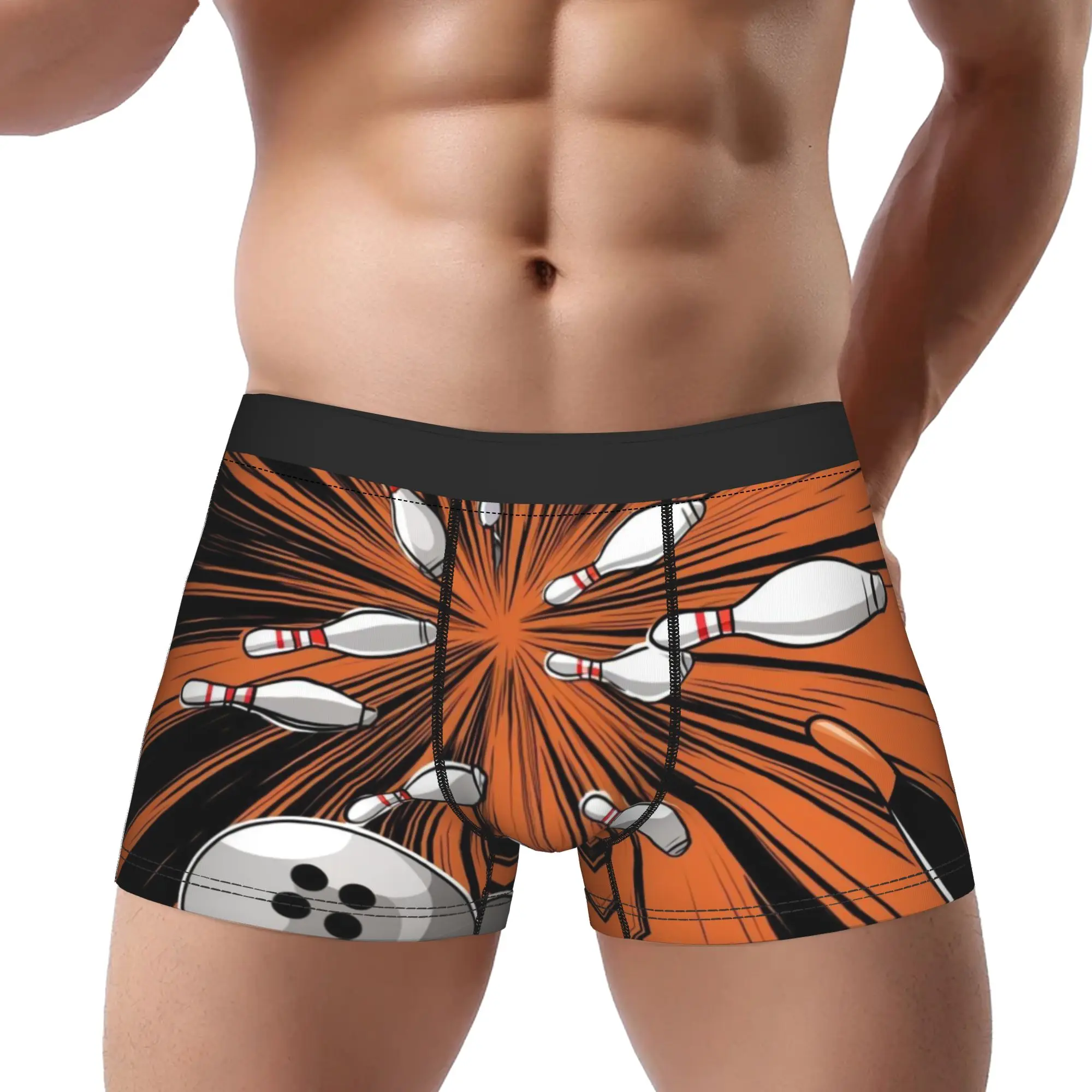 Bowling Pins Strike Explosion Sport Graphic  Underpants Breathbale Panties Man Underwear Comfortable Shorts Boxer Briefs