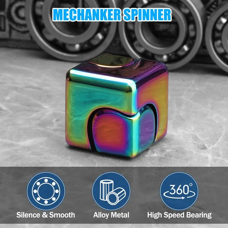 Cube en métal Spinner Fidget jouet bout des doigts Puzzle 3D Gyro Gear sensoriel Anti-Stress soulagement jeux éducatifs pour enfants adultes