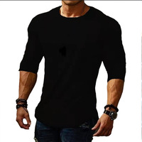 Cross border new men's four season long sleeved solid color casual round neck T-shirt for foreign trade