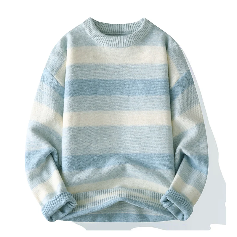 

Однодорожный мужской свитер большого размера, мужской зимний вязаный свитер в полоску Y2K с допамином, пуловер, джемпер, свитер в корейском стиле для мужчин