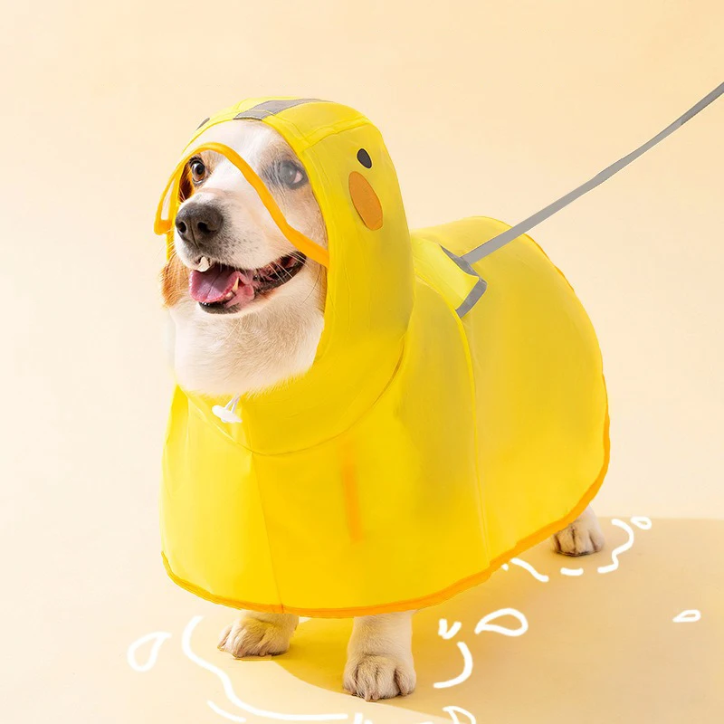 

Corgi Special Clothes Pet Big Yellow Duck Modelling Raincoat Dachshund Rainy Day Out Waterproof Hoodie