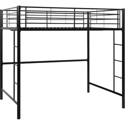 Timothee Urban Industrial Metal Double over Loft Bunk Bed, Full Loft, Black