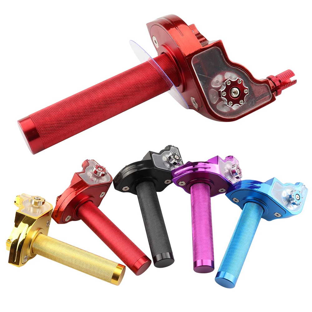 Puño de Acelerador de Motocicleta de Aluminio CNC de 7/8'' 22mm, Empuñadura Giratoria para Motocicleta Todoterreno ATV 50cc 125cc 150cc 250cc, Scooter