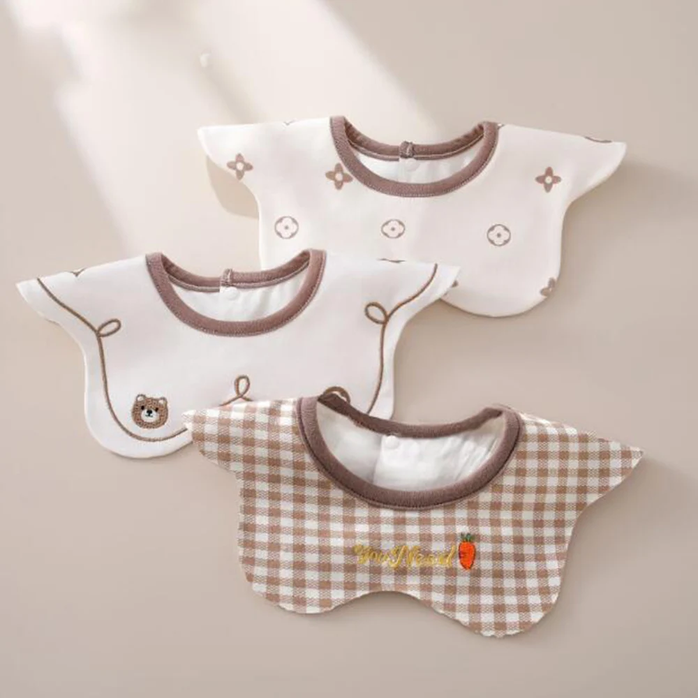 3 Pieces Baby Eating Bibs Waterproof Round Neck 360 Degree Rotatable Teething Drooling Apron Baby Accessories Newborn Boy Girl