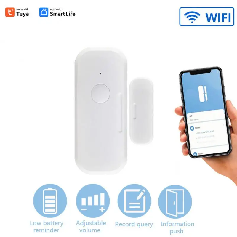 Wifi Window Sensor Tuya Smart Wifi Work With Home Alexa Easy Install Independence Alert Scene 90db Siren Wifi Door Sensor