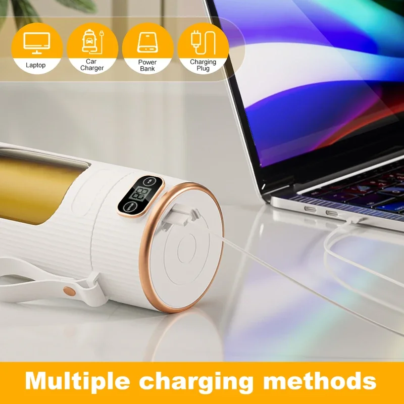 전기 Juicer 10 블레이드 휴대용 블렌더 LED 디지털 디스플레이 작은 주스 컵 충전식 무선 가정용 밀크 쉐이크 주스