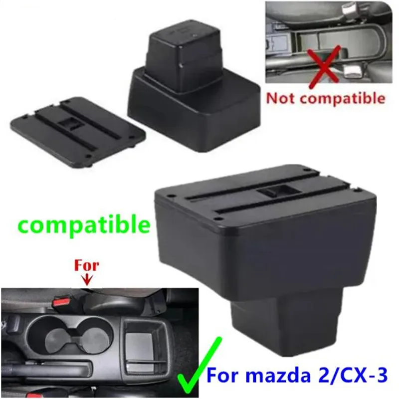 For Mazda CX-3 Armrest Box For Mazda 2 Skyactiv Version CX-3 Car Armrest Storage Box USB Charging Retrofit Car Accessories view 2