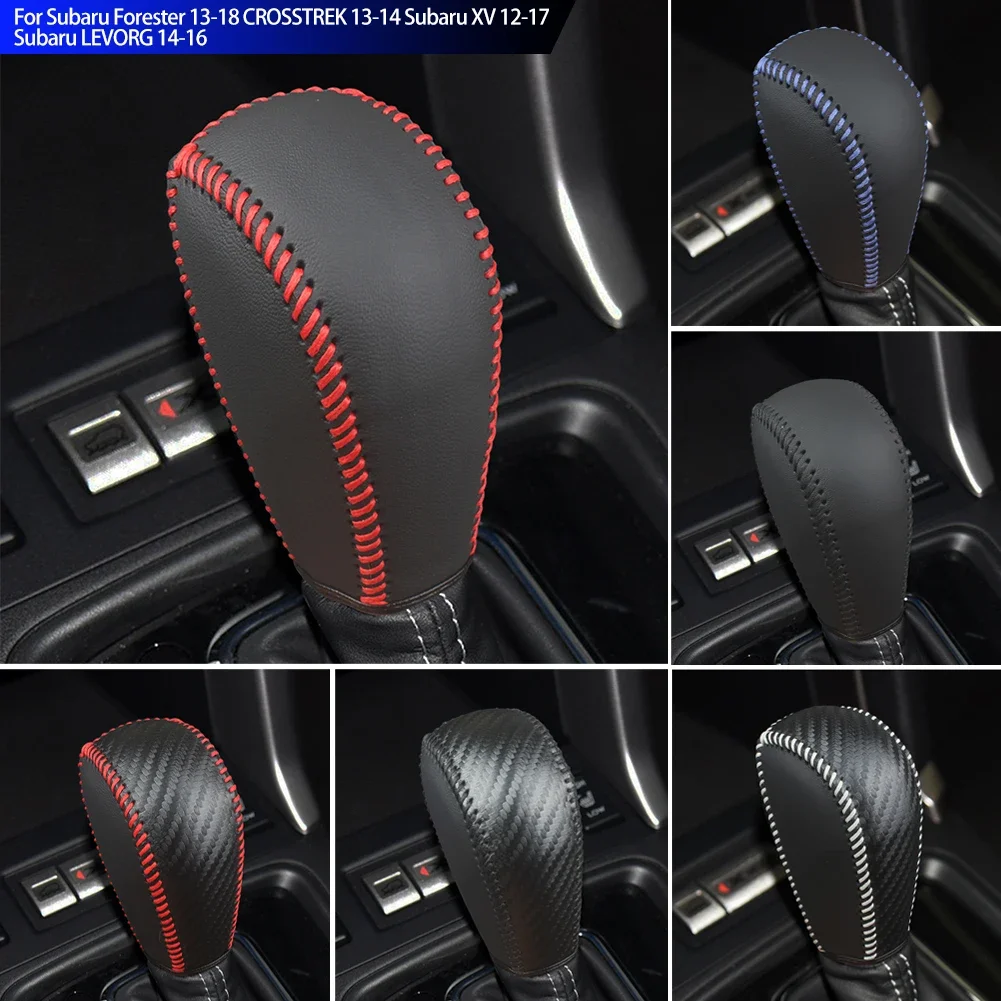 Car PU Leather Gear Shift Knob Cover Handball Trim For Subaru Forester 13-18 CROSSTREK 13-14 Subaru XV 12-17 Subaru LEVORG 14-16