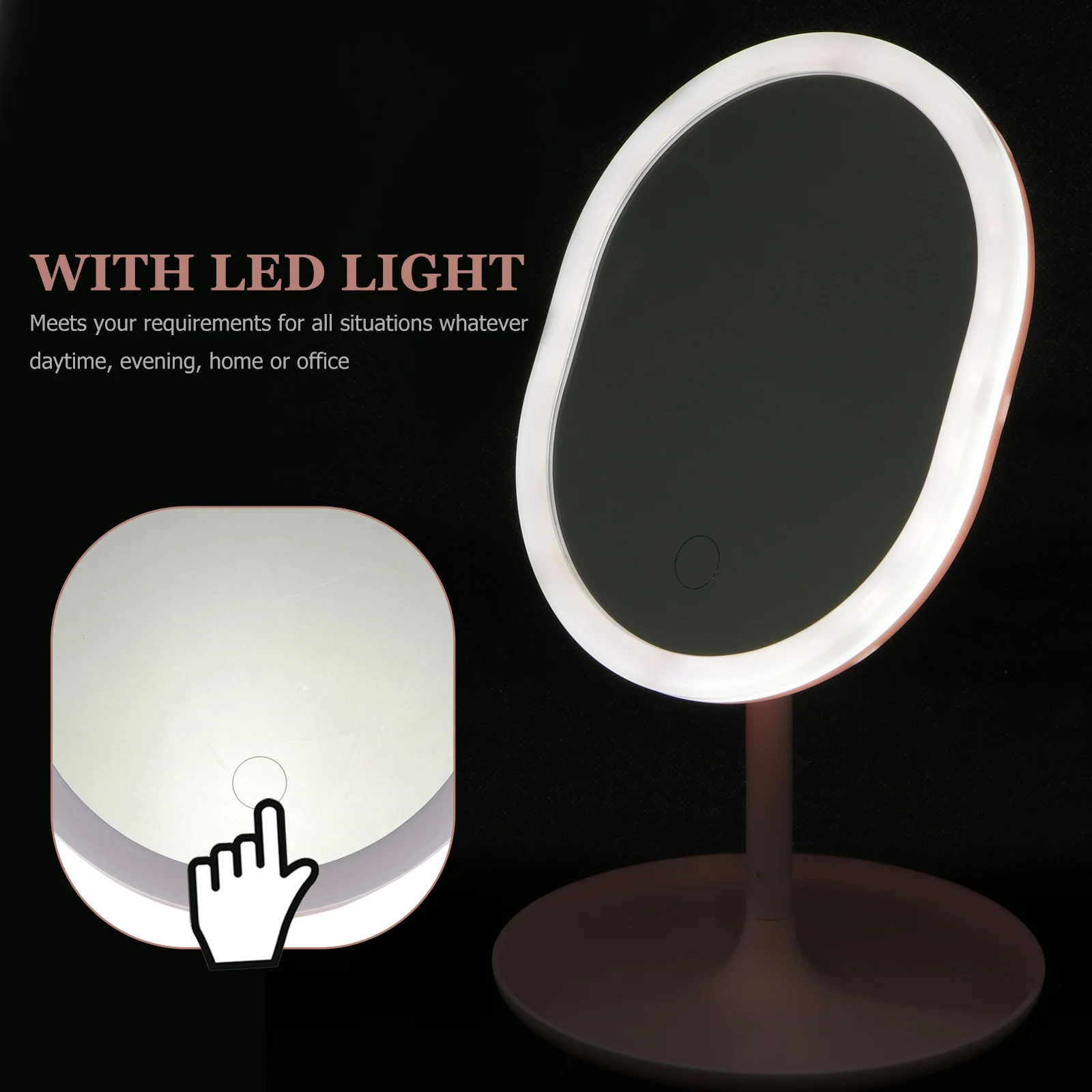 

with LED Light Portable Desk Mirror for Daily Use Clear View Non Dazzling Lighting Home Office Travel