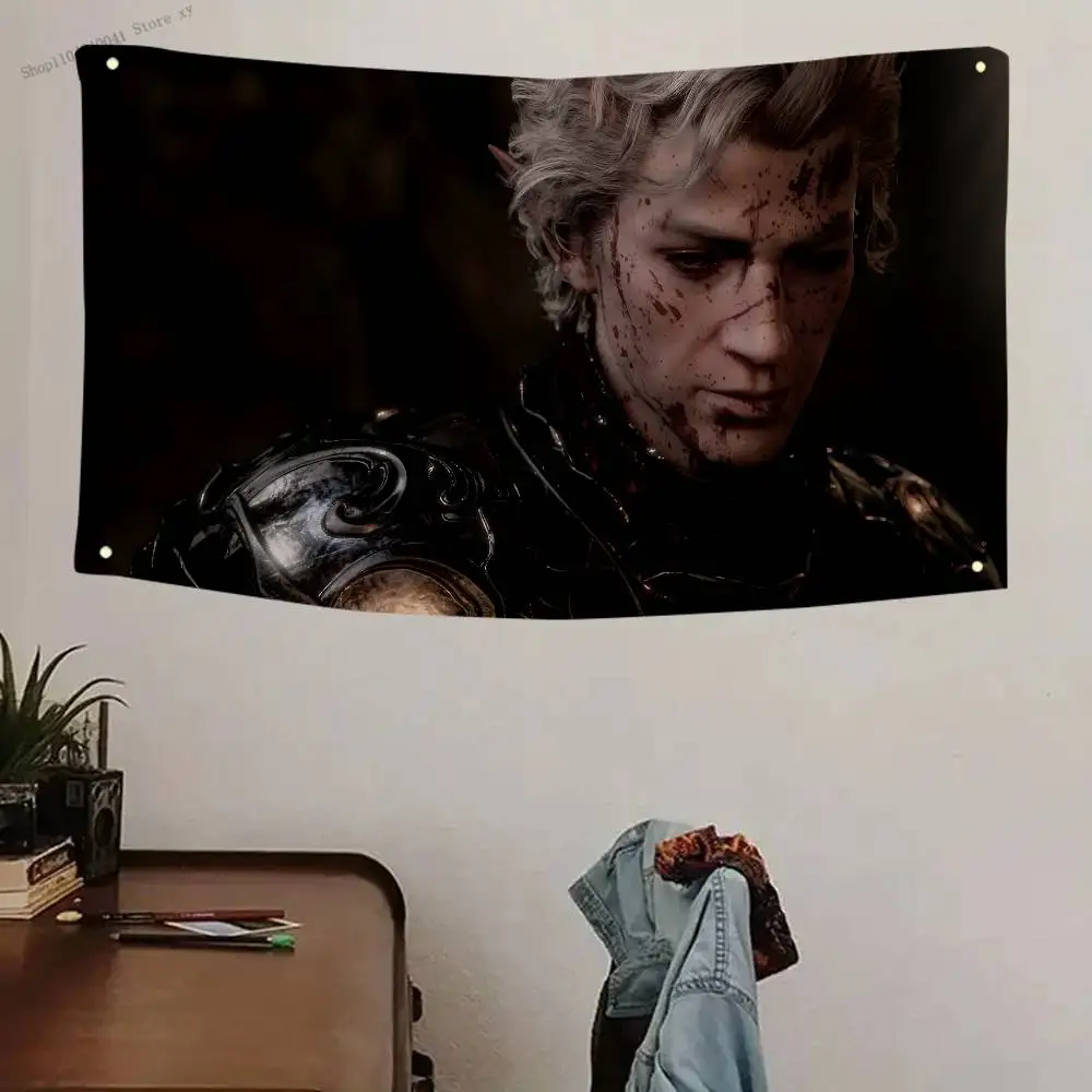 1oc لعبة أنيمي Astarion Baldur بوابة العلم لافتات أربعة حفرة العلم البوليستر ديكور خارجي غرفة الجمالية