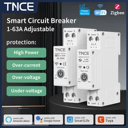 TNCE tuya Leistungsschalter 1P+N WIFI, 1-63A Einstellung MCB, Smart Power Energy Switch kWh Unterspannungs-Überstrom-Messerschutz