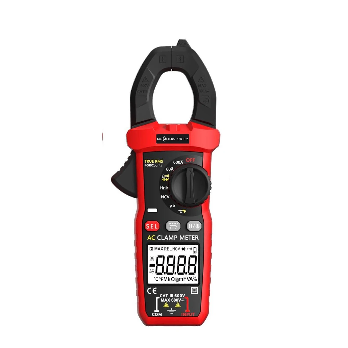 

RICHEMETERS AC/DC 600A Tick Clamp Meter Auto Range Flash Light Back Light DC Current ELECTRICAL