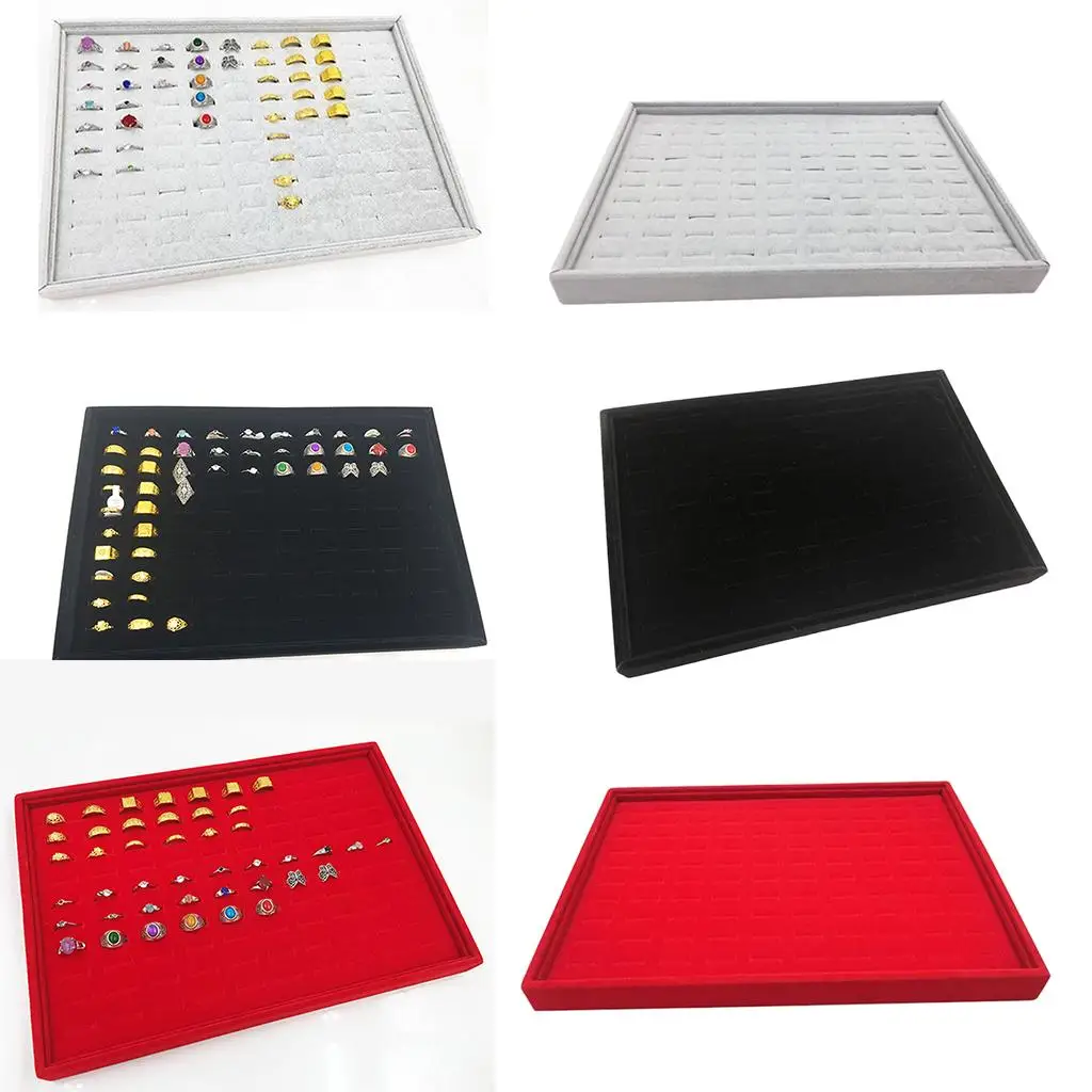 Velvet Display Box Counter Top Jewelry Holder 35x24x3cm Large Tray