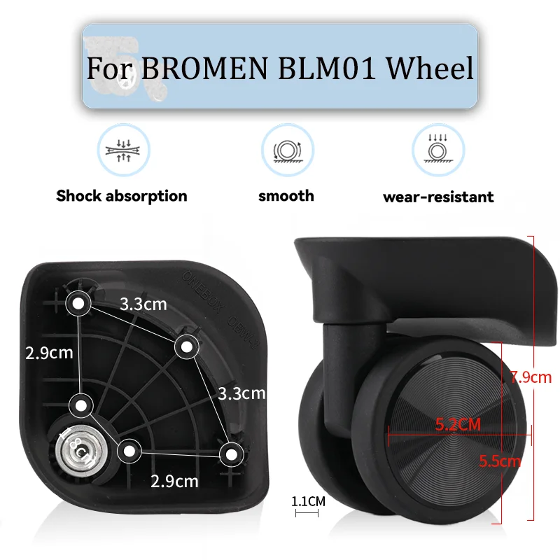 For BROMEN BLM01 Black Luggage Wheel Trolley Case Wheel Pulley Sliding Casters Universal Wheel Slient Wear-resistant Repair