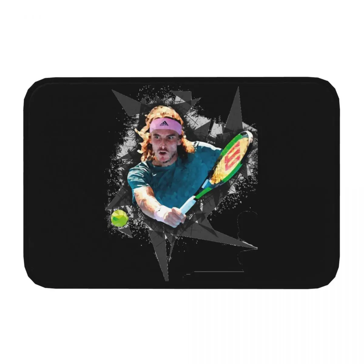 Tennis Player Non-slip Doormat Stefanos Tsitsipas Sportsman Bath Bedroom Mat Welcome Carpet Flannel Pattern Decor