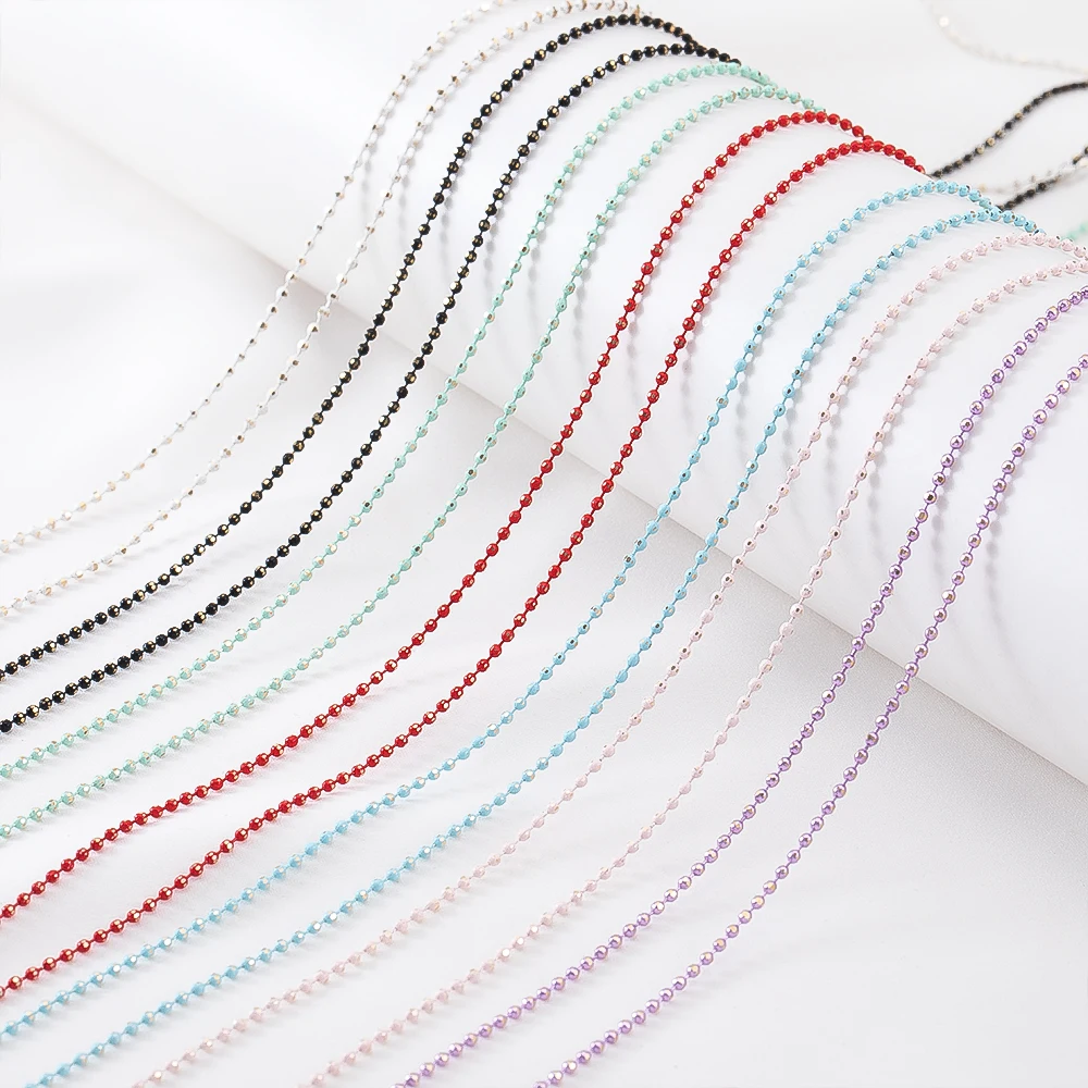 1/5meter Colorful Crystal Beads Chains 1.5mm Copper Beaded Chains for DIY Necklace Bracelet Jewelry Making Component Accessories - Image 3