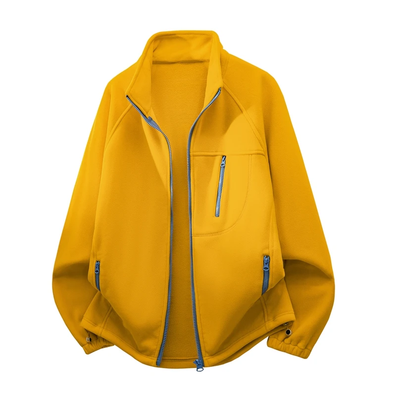 Men's Solid Color Zip-Up Fleece Jacket S-XXXXL Winter Warm Casual Streetwear Long Sleeve Outerwear for Cold Weather